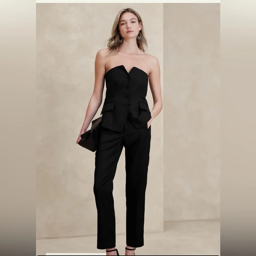 New with tags BR Banana Republic BUTTON-FRONT TAILORED TOP strapless - Picture 4 of 5
